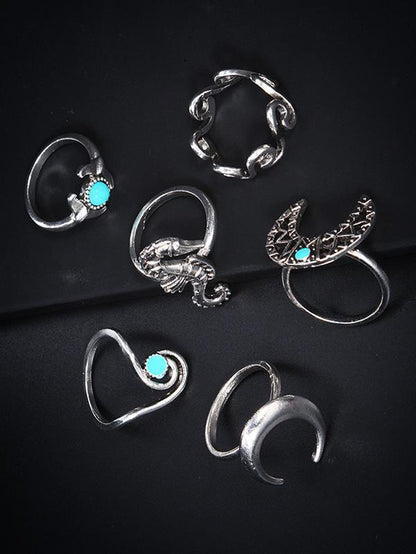 Vintage 6PCS Turquoise Rings Accessories