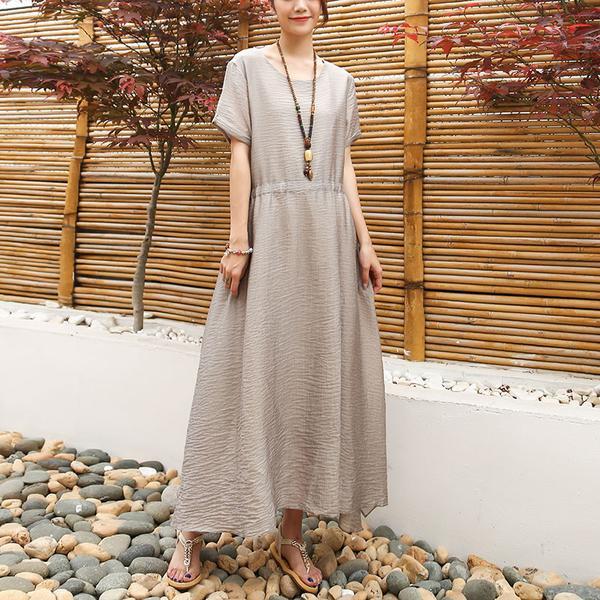 Women Short Sleeve Black Lacing Lining Dress