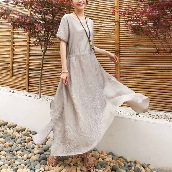 Women Short Sleeve Black Lacing Lining Dress