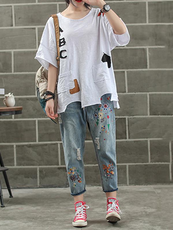 Casual Vintage Cropped T-shirt