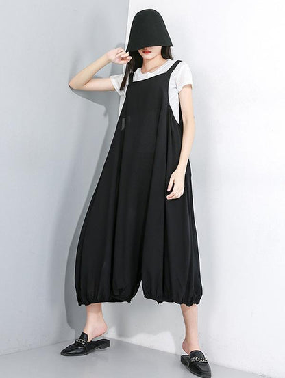 Solid T-Shirt + Jumpsuits Bottom Suit