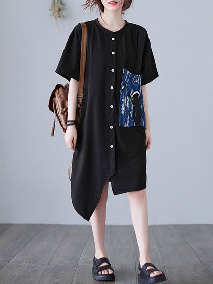 Casual Irregular Split-Joint Shirt Dress