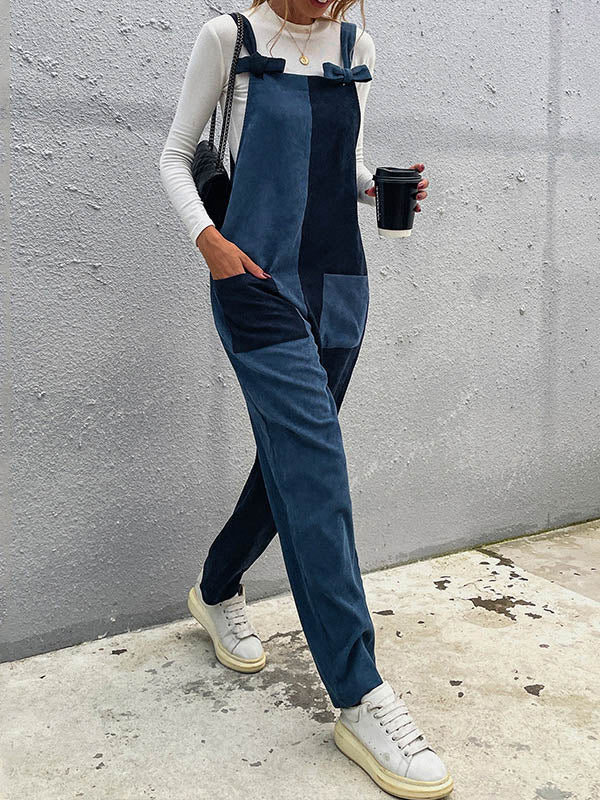 Original Split-Joint Contrast Color Jumpsuits