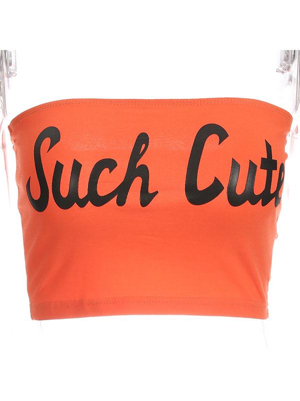 Street Casual Hip-Hop Letter Printed Strapless Tank