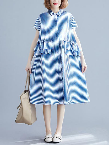 Striped Falbala Dress