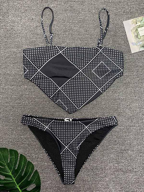 Sexy Belly Pocket Knotted Split Type Bikini Swimsuit