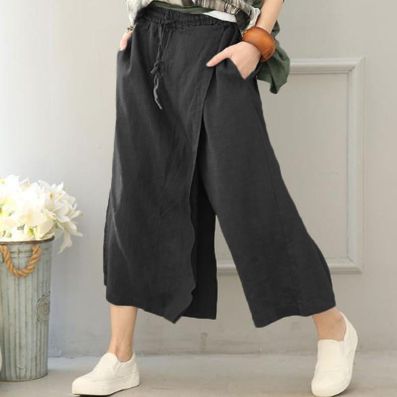 Women Cotton Linen Wide leg pants