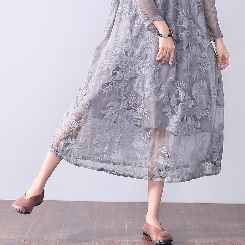 Graceful Applique Lining Long Sleeves Women Red Dress