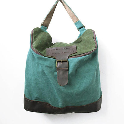 Women Canvas Casual Leather Green Backpack