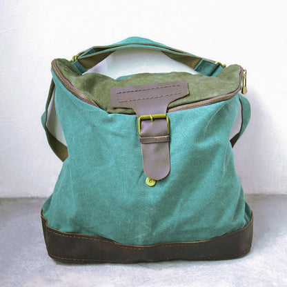 Women Canvas Casual Leather Green Backpack