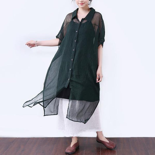 Loose Transparent Button Commuter Dress