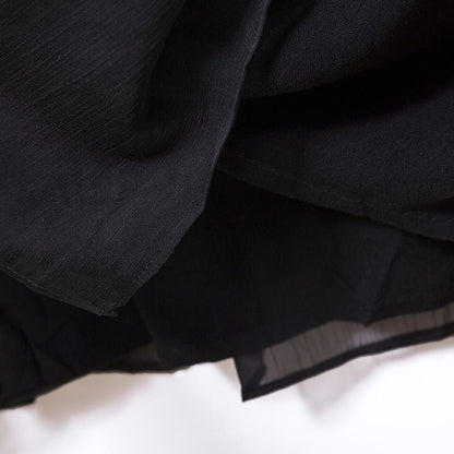 Women Embroidery Slit Black Linen Cotton Dress