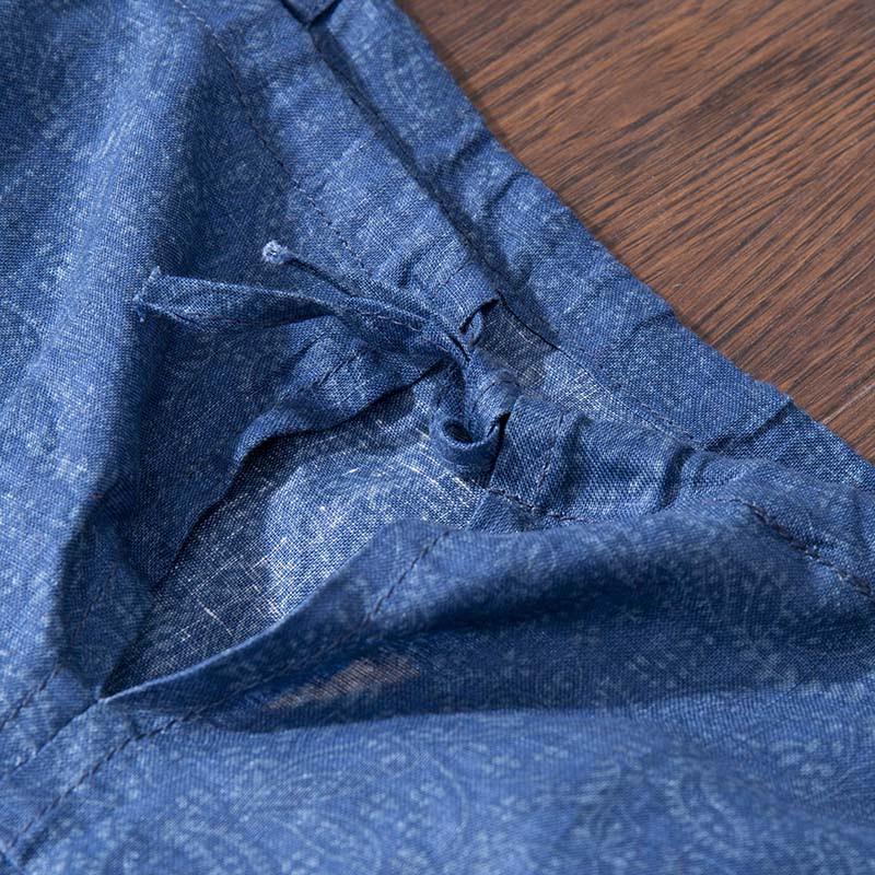 Women Printing Casual Loose Blue Vest