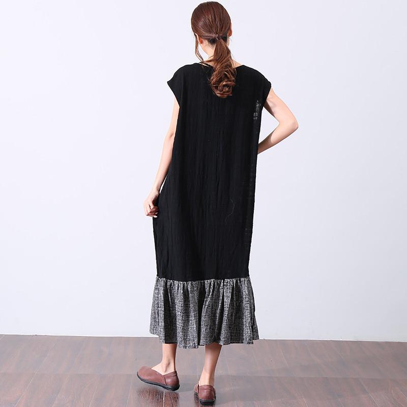 Women Casual Splicing Applique Sleeveless Dress