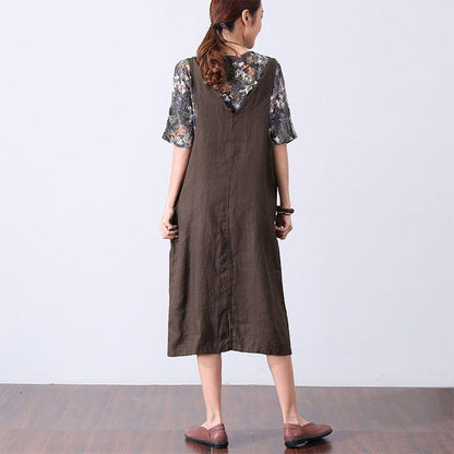 Casual Splicing Pocket Mid-calf Women Green Suspender Skirt
