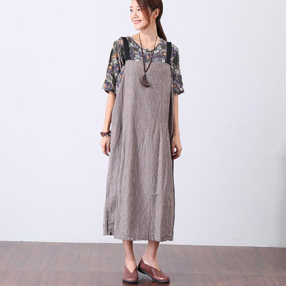 Casual Women Gray And Yellow Stripe Suspender Skirt