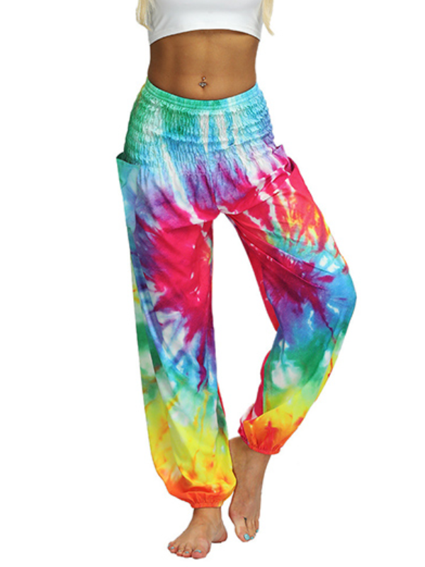 Bohemia Tie-Dyed Elastic Multi-Colored Knickerbockers& Yoga Pants