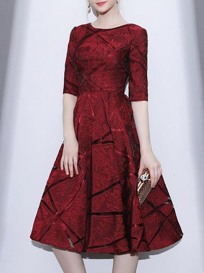 Elegant Waisted Midi Evening Dress