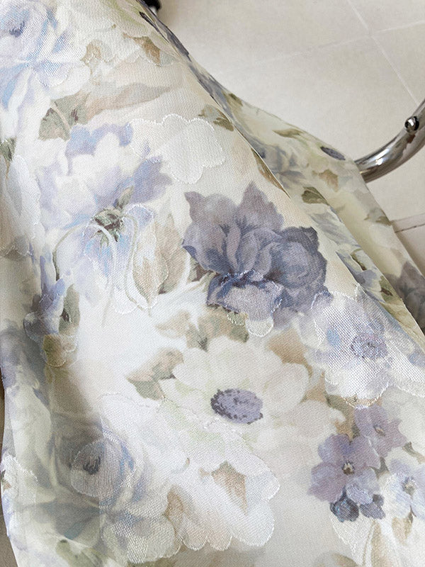 Original Floral Printed Square-Neck Puff Sleeve Mini Dress