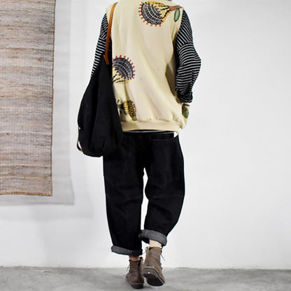 Buykud Printed Plus Velvet Autumn Winter High Neck Waistcoat
