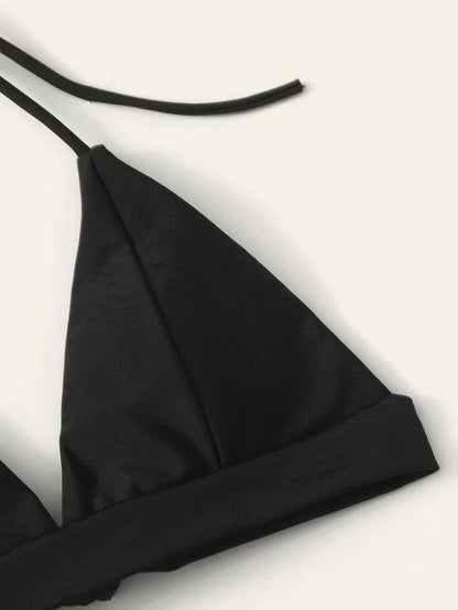 Sports Solid Color Bandage Three Pieces Bikini Swimsuit