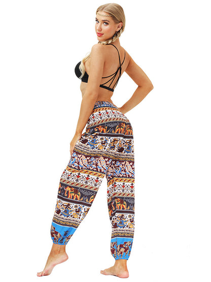 Bohemia Stripes Printed Elastic High Waisted Knickerbockers& Yoga Pants