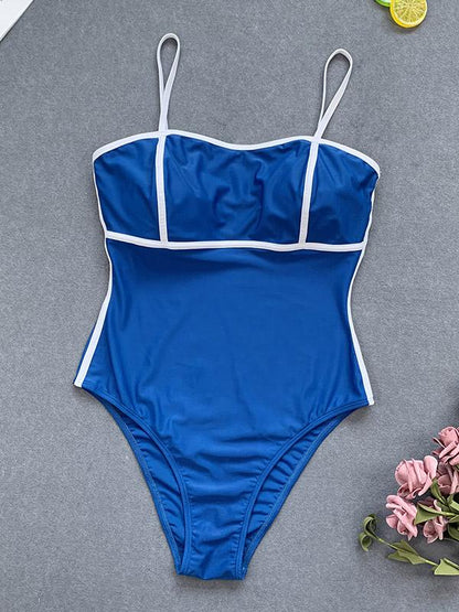 Strapless Solid Color One-Piece Swimwear