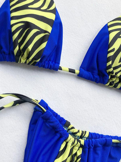 Lace Up Contrast Scrunch Bikini Set