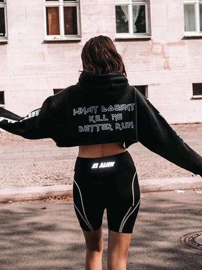 Zipper Letter Printed Sports Shorts