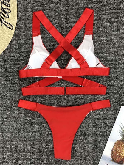 Plain Adjustable Bikini Swimsuit