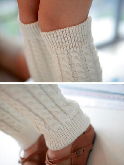 Solid Thick Knitting Leg Warmer Accessories