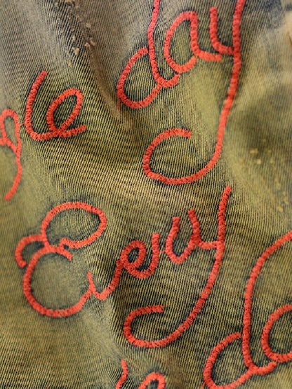 Vintage Loose Embroidery Straight Leg Bottom