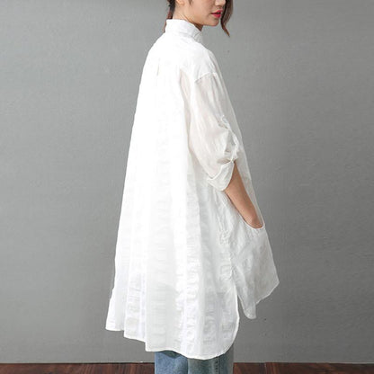 Summer Women Literature Loose White Shirt