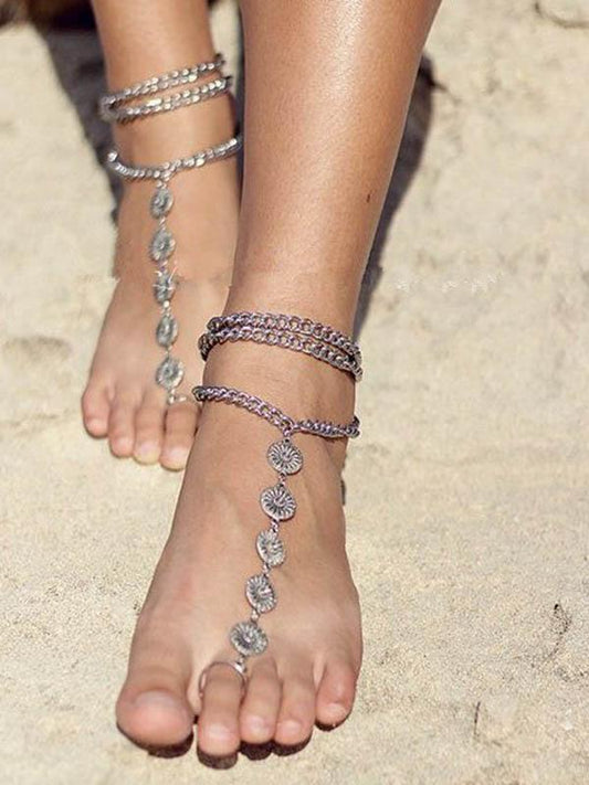 Fashion  Bohemia Retro  Three Layer Tassels Footchain Accessories