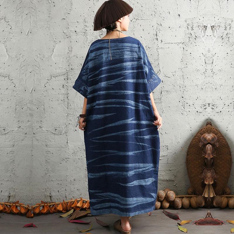 Spring Summer Loose Cotton Linen Short Sleeve Dress