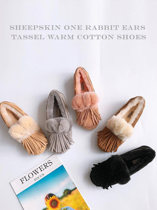 Fashion Wool Fur Ball Tassel Warm Cotton Shoes
