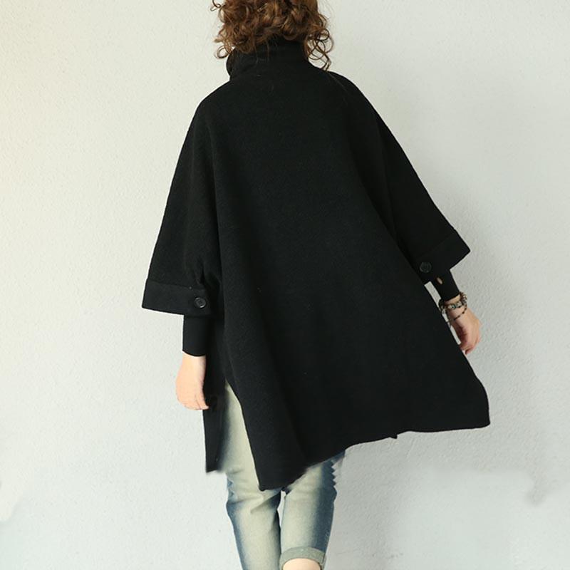 Black Double Breasted Wool Coat