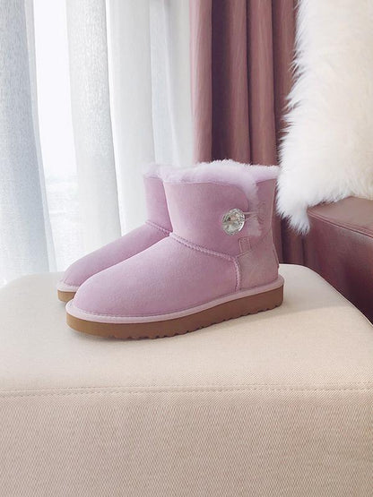 Waterproof Anti-Fouling Artificial Leather Flat Bottom Wool Uggs