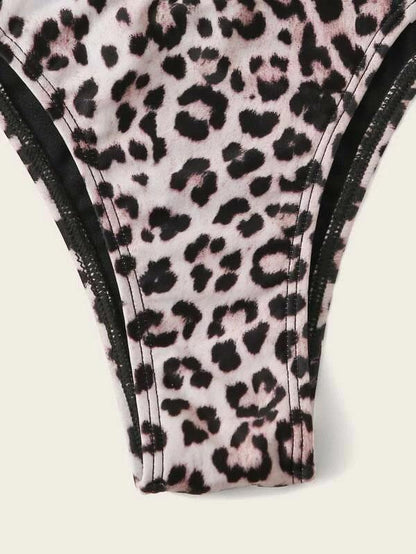 Leopard-Print Split-Joint Split Bikini Swimsuit