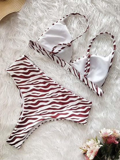 Leopard High Waist Floral Bikinis Swimwear