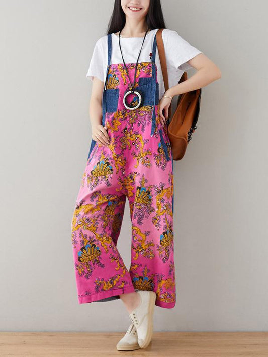 Multicolor Printed Wide Leg Jean Pants