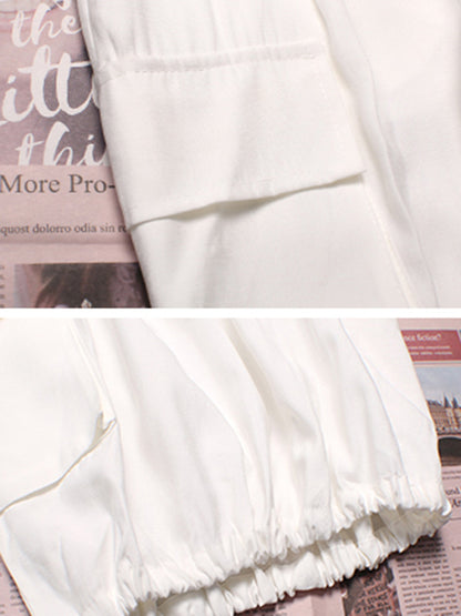 Stylish Loose Elastics High Waisted With Pocket Short Knickerbockers