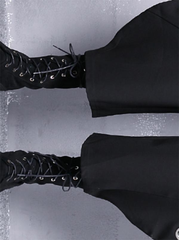 Black Loose Hollow High-waist Casual Pants