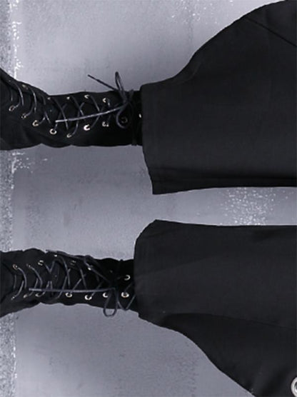 Black Loose Hollow High-waist Casual Pants