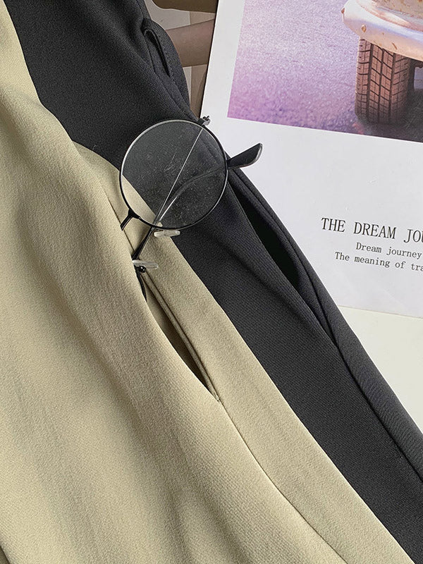 Urban Solid Color Bandage A-Line Lapel Short Sleeves Midi Dress