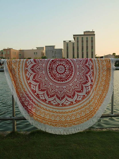 Fashion Printed Tasseled Round Beach Mat