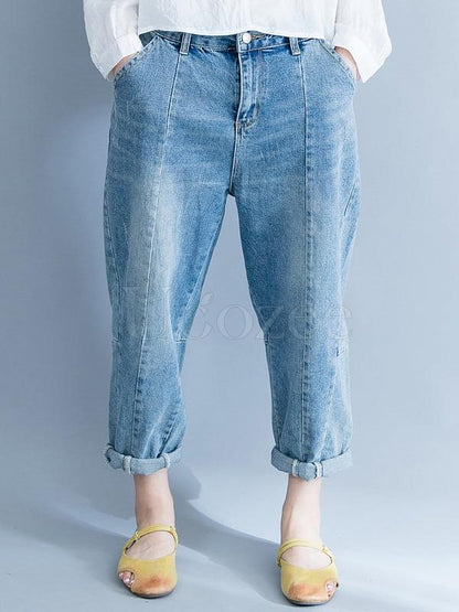 Casual Solid Denim Pants