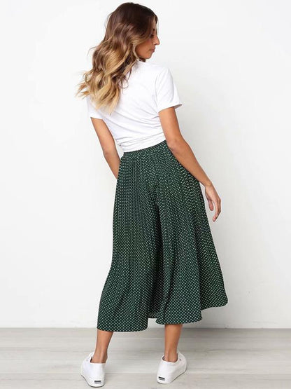 Polka-Dot Pleated Casual Pants Bottoms