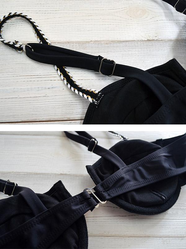 Falbala Sleeves Strapless Split Bikini Swimsuit