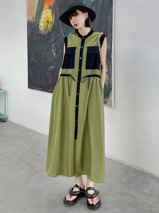 Original Sleeveless Drawstring H-Line Midi Dress